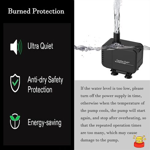 Carefree Fish 213/400/800GPH 9/22/45W Fountain Submersible Pump Adjustable Quiet Aquarium Change Water Pump Tank for Hydroponics Koi Pond Statuary Outdoor Waterfall in Saudi Arabia