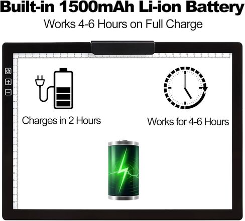 Fiqiuuiid A4 Rechargeable LED Light Pad, Tracing Light Box with 6-Level Dimmable & Light Guide artboard, Diamond Painting Light Board with Stand and Top Clip, Cordless Lightbox with Carrying Case in Saudi Arabia