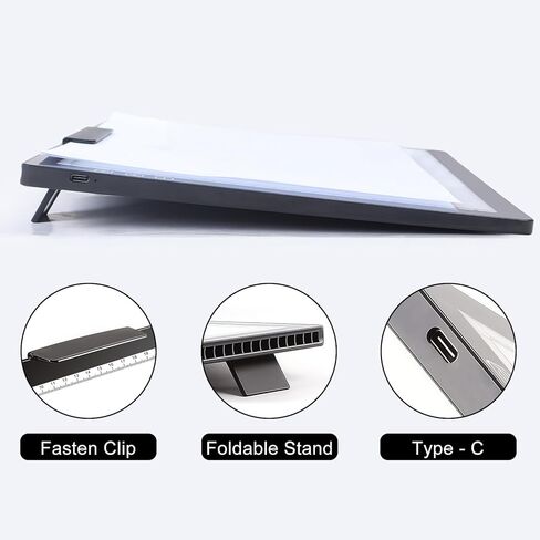 Fiqiuuiid A4 Rechargeable LED Light Pad, Tracing Light Box with 6-Level Dimmable & Light Guide artboard, Diamond Painting Light Board with Stand and Top Clip, Cordless Lightbox with Carrying Case in Saudi Arabia