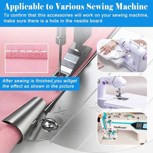 8Pcs Rolled Hem Presser Foot, Upgraded Sewing Machine Presser Feet, Wide Scroll Hemming Feet, Suitable for Most Sewing Machine, Universal[Silve-3/4/5/6/7/8/9/10mm] in Saudi Arabia