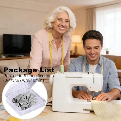 8Pcs Rolled Hem Presser Foot, Upgraded Sewing Machine Presser Feet, Wide Scroll Hemming Feet, Suitable for Most Sewing Machine, Universal[Silve-3/4/5/6/7/8/9/10mm] in Saudi Arabia