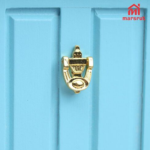 Miniature Dollhouse Door Model with Accessories, 1/12 Scale Wooden Mini Fairy House Furniture Parts, Small Opening Tooth Tale Decoration, for Christmas, Birthday, Wedding, and Fairy Party (Blue) in Saudi Arabia