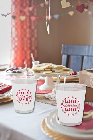 Ladies Celebrating Ladies Cups, Happy Galentines Day Cups, Happy Galentine’s Day Party Decorations, Girls Ladies Galentines Day Decorations, Valentines Day Decorations Cups (16 Count, 16 Oz.) BZ in Saudi Arabia