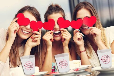 Ladies Celebrating Ladies Cups, Happy Galentines Day Cups, Happy Galentine’s Day Party Decorations, Girls Ladies Galentines Day Decorations, Valentines Day Decorations Cups (16 Count, 16 Oz.) BZ in Saudi Arabia