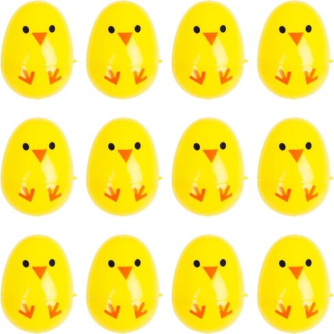 FINGOOO 40 Pcs Plastic Printed Chick Easter Eggs, 2.4" Tall Novelty Yellow Fillable Easter Eggs for Tree Party Favors Hunt Basket Stuffers in Saudi Arabia