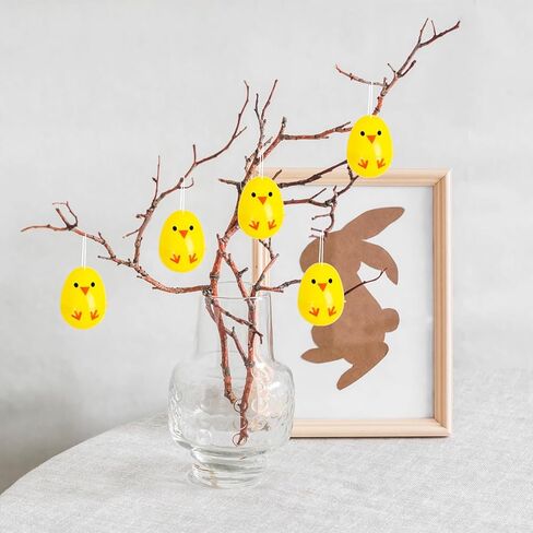 FINGOOO 40 Pcs Plastic Printed Chick Easter Eggs, 2.4" Tall Novelty Yellow Fillable Easter Eggs for Tree Party Favors Hunt Basket Stuffers in Saudi Arabia