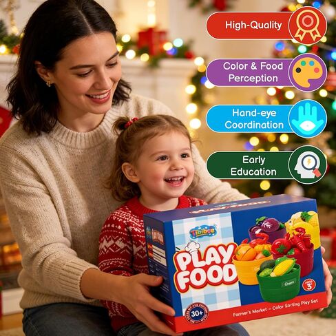 Play Food Set for Kids, Cutting Food Toy for Kids, Learning Toy Color Sorting Set for Toddlers, Pretend Food Kitchen Accessories, Valentine’s Day Gifts for 3-8 Years Old Boys & Girls in Saudi Arabia