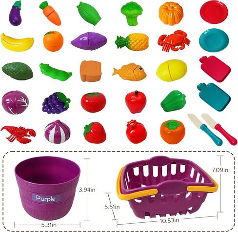 Play Food Set for Kids, Cutting Food Toy for Kids, Learning Toy Color Sorting Set for Toddlers, Pretend Food Kitchen Accessories, Valentine’s Day Gifts for 3-8 Years Old Boys & Girls in Saudi Arabia