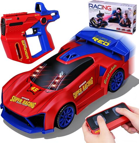 Remote Control Car with Shooting Game, 3 IN 1 Parent-Child Drift RC Car 2.4GHz Stunt Toys with Infrared Gun, Christmas Birthday Gifts for 3 4 5 6 7 8 9 10 Year Old Kids Boys Girls Age 4-7 8-12 (Red) in Saudi Arabia