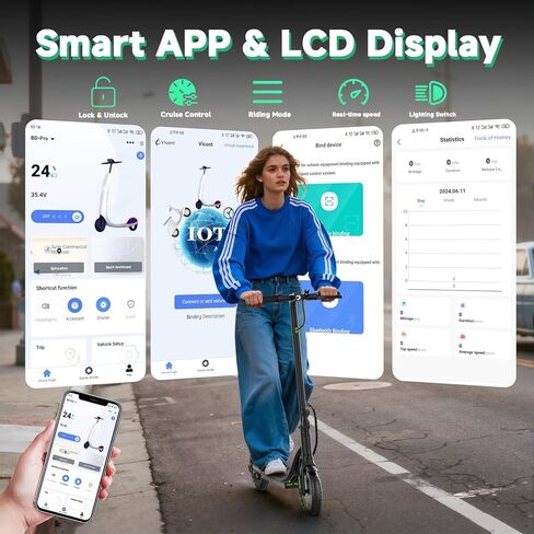 VOLPAM Electric Scooter Adult, 19 MPH & 15 Miles Range, 350W Motor, 8.5" Solid Tires, Lightwight Foldable E Scooter for Adults & Teens, with App Control, Curise Control, Dual Braking in Kuwait