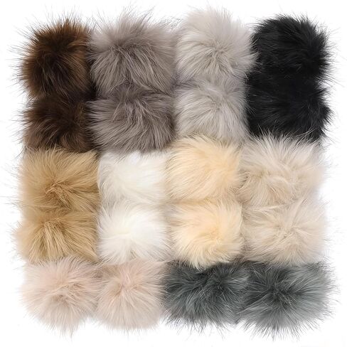Bcxfbxd 20 Pcs Faux Fur Pom Pom Balls for Hats DIY Fluffy Pom-pom with Elastic Loop for Knitting Hats Shoes Scarves Gloves Bags in Saudi Arabia