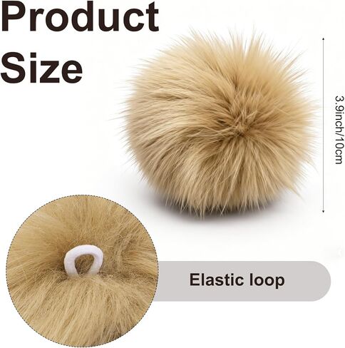 Bcxfbxd 20 Pcs Faux Fur Pom Pom Balls for Hats DIY Fluffy Pom-pom with Elastic Loop for Knitting Hats Shoes Scarves Gloves Bags in Saudi Arabia