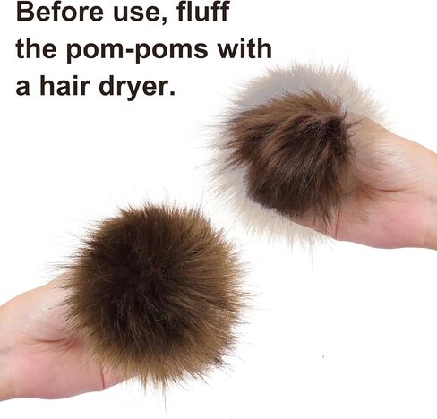 Bcxfbxd 20 Pcs Faux Fur Pom Pom Balls for Hats DIY Fluffy Pom-pom with Elastic Loop for Knitting Hats Shoes Scarves Gloves Bags in Saudi Arabia