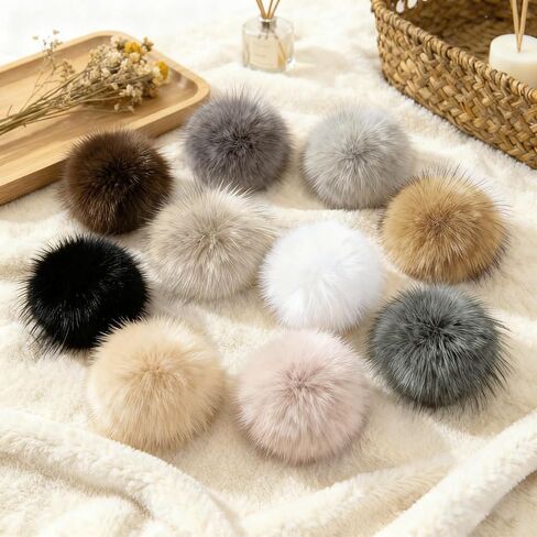 Bcxfbxd 20 Pcs Faux Fur Pom Pom Balls for Hats DIY Fluffy Pom-pom with Elastic Loop for Knitting Hats Shoes Scarves Gloves Bags in Saudi Arabia