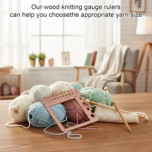 Wooden Knitting Needle Gauge Measuring Crochet Tool Gauge Measuring Tool Ruler Needle Sizer Stitch Counter Spinner Yarn Knitting Accessories for Craft in Saudi Arabia