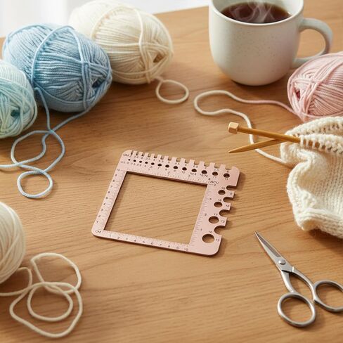 Wooden Knitting Needle Gauge Measuring Crochet Tool Gauge Measuring Tool Ruler Needle Sizer Stitch Counter Spinner Yarn Knitting Accessories for Craft in Saudi Arabia