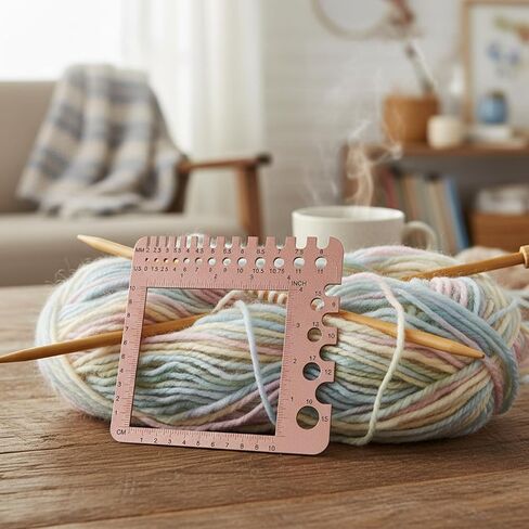 Wooden Knitting Needle Gauge Measuring Crochet Tool Gauge Measuring Tool Ruler Needle Sizer Stitch Counter Spinner Yarn Knitting Accessories for Craft in Saudi Arabia