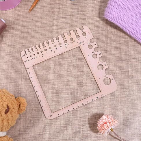 Wooden Knitting Needle Gauge Measuring Crochet Tool Gauge Measuring Tool Ruler Needle Sizer Stitch Counter Spinner Yarn Knitting Accessories for Craft in Saudi Arabia