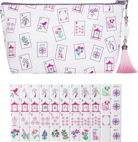 Mini Mahjong Tiles Set, American Mahjong Game Set with 160 0.96in Acrylic Tiles, 4 Racks and a Carrying Bag, Mahjong Accessories in Saudi Arabia