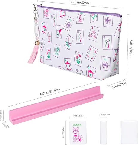 Mini Mahjong Tiles Set, American Mahjong Game Set with 160 0.96in Acrylic Tiles, 4 Racks and a Carrying Bag, Mahjong Accessories in Saudi Arabia
