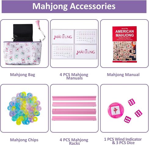 Mini Mahjong Tiles Set, American Mahjong Game Set with 160 0.96in Acrylic Tiles, 4 Racks and a Carrying Bag, Mahjong Accessories in Saudi Arabia