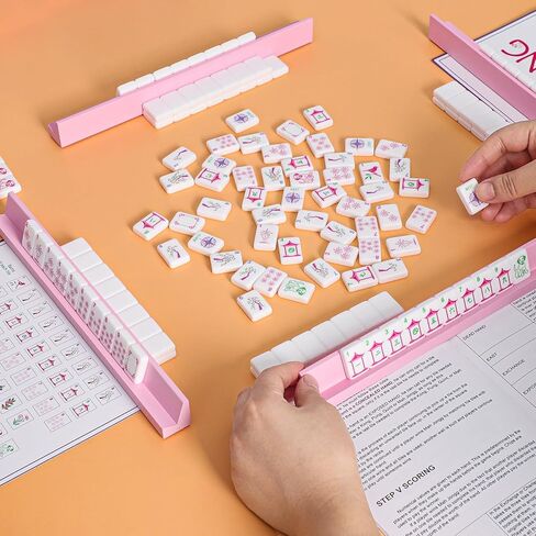 Mini Mahjong Tiles Set, American Mahjong Game Set with 160 0.96in Acrylic Tiles, 4 Racks and a Carrying Bag, Mahjong Accessories in Saudi Arabia