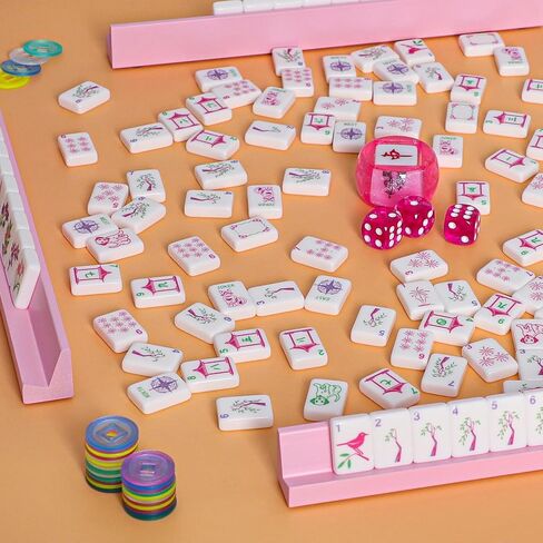 Mini Mahjong Tiles Set, American Mahjong Game Set with 160 0.96in Acrylic Tiles, 4 Racks and a Carrying Bag, Mahjong Accessories in Saudi Arabia