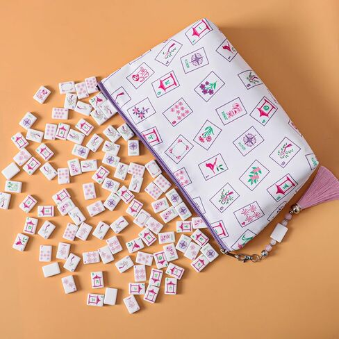 Mini Mahjong Tiles Set, American Mahjong Game Set with 160 0.96in Acrylic Tiles, 4 Racks and a Carrying Bag, Mahjong Accessories in Saudi Arabia