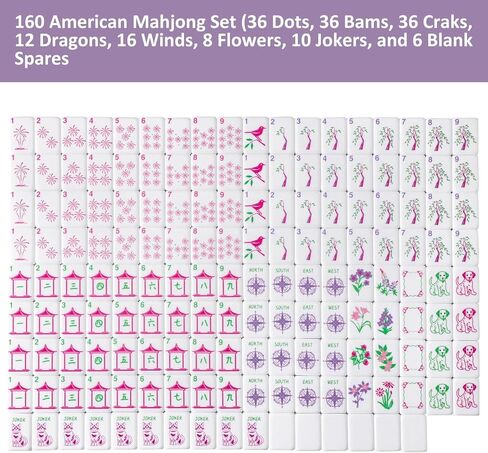 Mini Mahjong Tiles Set, American Mahjong Game Set with 160 0.96in Acrylic Tiles, 4 Racks and a Carrying Bag, Mahjong Accessories in Saudi Arabia