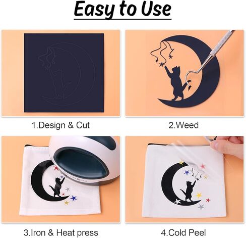 HTV Vinyl Rolls Heat Transfer Vinyl - 12" x 5ft White HTV Vinyl for Shirts, Iron on Vinyl for All Cutter Machine - Easy to Cut & Weed for Heat Vinyl Design (White) in Saudi Arabia