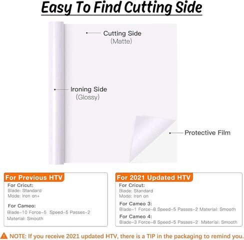 HTV Vinyl Rolls Heat Transfer Vinyl - 12" x 5ft White HTV Vinyl for Shirts, Iron on Vinyl for All Cutter Machine - Easy to Cut & Weed for Heat Vinyl Design (White) in Saudi Arabia