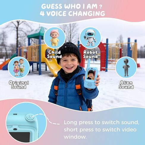 Video Walkie Talkies for Kids, 2 Pack Rechargeable Walkie Talkies with Screen, Long Range 2 Way Radio with 4 Voice Effects, Christmas Birthday Gifts for Age 3-12 Boys Girls Indoor/Outdoor/Camping in Saudi Arabia