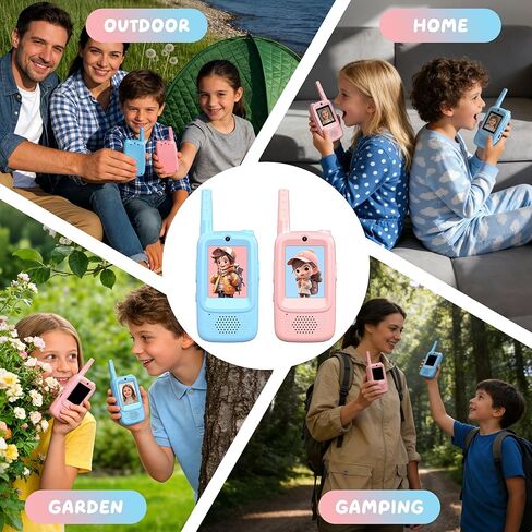 Video Walkie Talkies for Kids, 2 Pack Rechargeable Walkie Talkies with Screen, Long Range 2 Way Radio with 4 Voice Effects, Christmas Birthday Gifts for Age 3-12 Boys Girls Indoor/Outdoor/Camping in Saudi Arabia