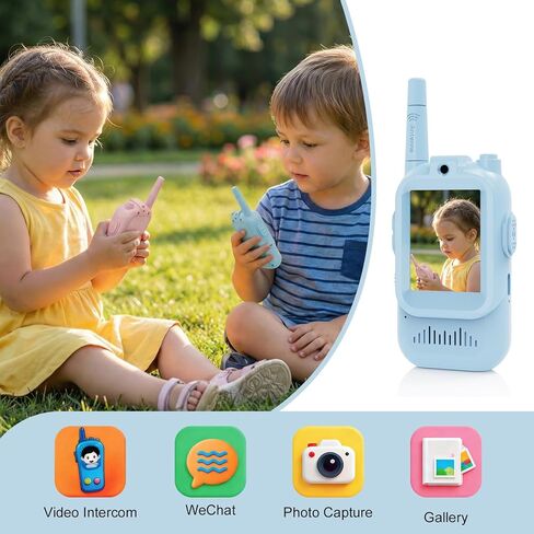 أجهزة اتصال فيديو لاسلكية للأطفال، عبوتان من ألعاب الأطفال الصغار القابلة لإعادة الشحن مع كاميرا عالية الدقة، ألعاب داخلية وخارجية للألعاب العائلية، والخارج، والتخييم، والمشي لمسافات طويلة للأولاد والبنات من سن 3 إلى 12 عامًا (أزرق/وردي) in Kuwait