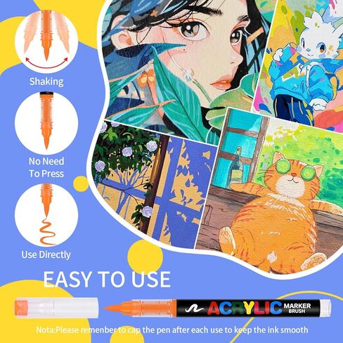360 Colors Acrylic Paint Markers, Soft Brush Tip Pens, Water-Based No-Bleed Premium Acrylic Paint Pens for DIY Art & Crafts - Fabric, Wood, Metal, Rock, Glass (Suitcase Style) in Saudi Arabia