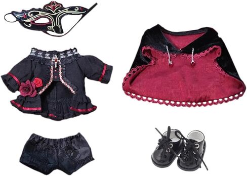 niannyyhouse 20cm Doll Clothes Mask Coat Pants Cape Shoes Black Opera Outfit 8in Plush Toys Dress Up in Saudi Arabia