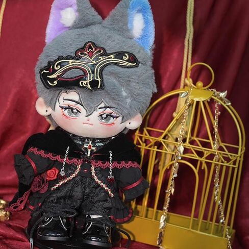 niannyyhouse 20cm Doll Clothes Mask Coat Pants Cape Shoes Black Opera Outfit 8in Plush Toys Dress Up in Saudi Arabia