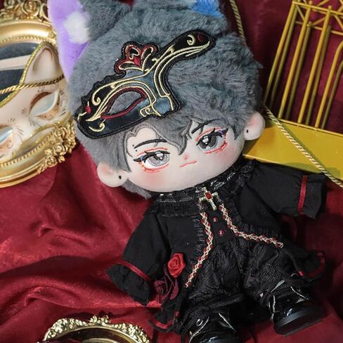 niannyyhouse 20cm Doll Clothes Mask Coat Pants Cape Shoes Black Opera Outfit 8in Plush Toys Dress Up in Saudi Arabia