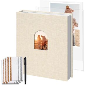 8.5 × 11 بوصة 3 حلقات ألبوم صور القصاصات DIY، كتاب قصاصات بغطاء من الكتان مع 20 ورقة بأكمام بلاستيكية 40 صفحة صفحات داخلية بيضاء فارغة لحفلات الزفاف وأعياد الميلاد والسفر باللون الوردي in Saudi Arabia
