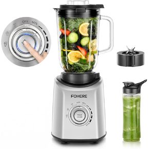 FOHERE Professional Blender Peak 1200W, Countertop Blender with 3 Presets＆ 5 Speeds for Smoothies, Shakes, and Frozen Drinks, 50 Oz Glass Jar ＆20 Oz Tritan Jug in Saudi Arabia