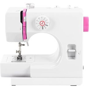 ماكينة خياطة صغيرة مع 12 نمط غرز، دواسة قدم وزر للتحكم، إعدادان للسرعة عن طريق الزر، ضوء LED مدمج، مناسبة للمبتدئين والأطفال والكبار (وردي) in Kuwait