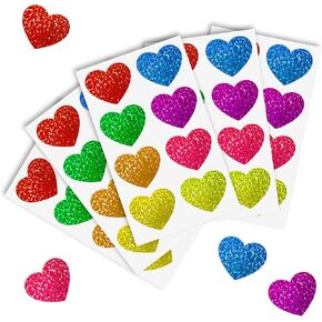 Heart Stickers, Valentines Stickers for Kids, 320Pcs 1.5 inch Large Self Adhesive Colorful Glitter Sticker for Reward Classroom Teacher Envelope Seal Mother Day Birthday Gift Decorative Label Sticker in Saudi Arabia