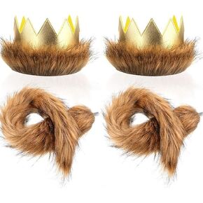 4 Pcs Wild One Crowns Tails Cake Smash Things King of the Jungle Headbands for Halloween Costume Party Supplies in Saudi Arabia