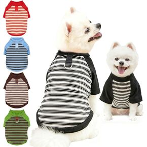 تي شيرت من الصوف للكلاب مع حلقة مقود خفيفة الوزن وقابلة للتمدد ملابس للكلاب مخططة وأكمام قصيرة سترة للحيوانات الأليفة قمصان ناعمة للكلاب الصغيرة تشيهواهوا ودشهند ويوركي (أزرق، كبير) in Kuwait