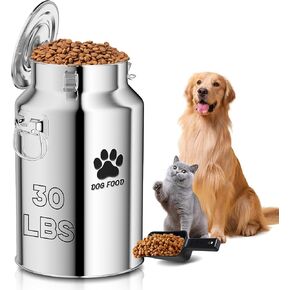Metal Dog Food Storage Container, 30Lbs Dog Food Storage Tank, Multifunctional Storage Bin with Sealed Lid and Spoon, Pet Food Storage Container for Dogs and Cats, Keeping Fresh and Easy to Clean in Kuwait