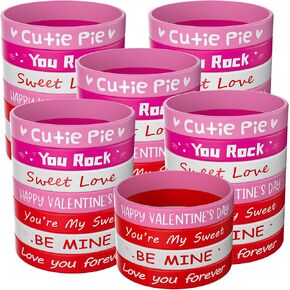 Morcheiong 70 Pcs Valentine's Day Silicone Bracelets Pink Red Party Favors Classic Rubber Wristbands for Kids Adults Valentine's Day Party Decorations in Kuwait