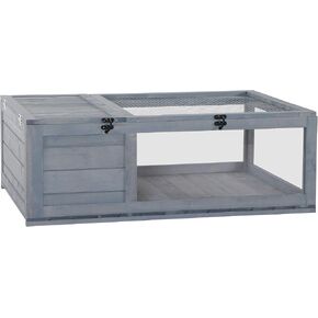 PawHut Wooden Tortoise House Indoor Turtle Habitat Enclosure Outdoor Reptile Cage for Lizards, Geckos, Yellow in Saudi Arabia