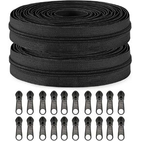 Sawoake #5 Nylon Coil Zippers by The Yard Bulk 10 Yards with 20pcs Zipper Sliders for DIY Sewing Tailor Craft Bag Garment Home Textile（#5 Black） in Kuwait