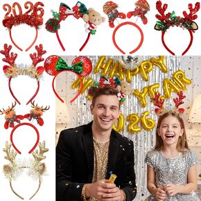 مجموعة عصابات رأس عطلة عيد الميلاد، 8 قطع من تصميمات سانتا وقرن الرنة، إكسسوارات شعر مفضلة للحفلات لديكور العطلات والهدايا in Kuwait