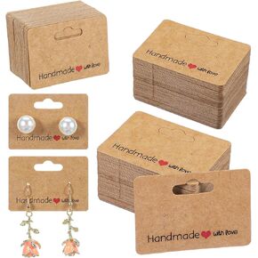 200 PCS Earring Cards for Selling Jewelry Paper Earrings Tags with 2 Holes Earring Holder Cards Hanging Jewelry Display Card 1.96"× 1.37" Earrings Card Holder Set for Ear Studs DIY Crafts(Brown) in Kuwait